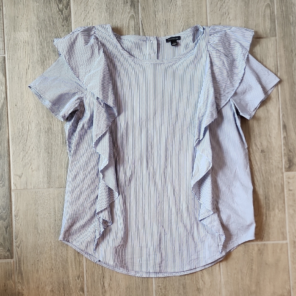 Ann Taylor Pink Ruffled Flutter Sleeve Blouse